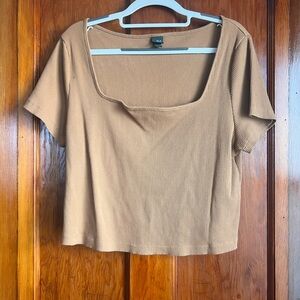 Wild fable size xxl cropped camel Ribbed Square Neck Top